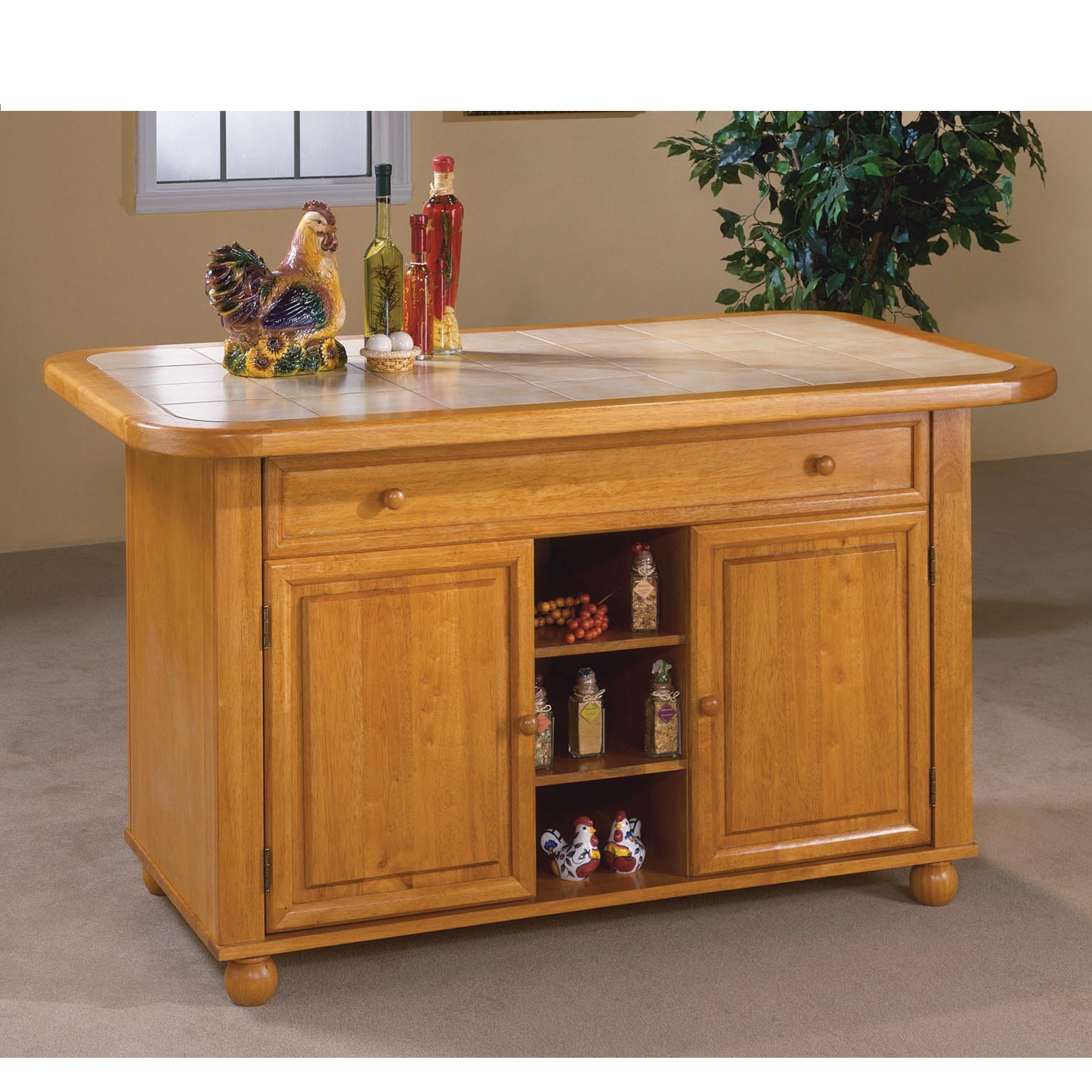 Loon Peak Lockwood Kitchen Island with Ceramic Tile Top & Reviews